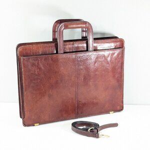 Vintage Renwick briefcase attaché, Chestnut brown leather laptop bag, portfolio